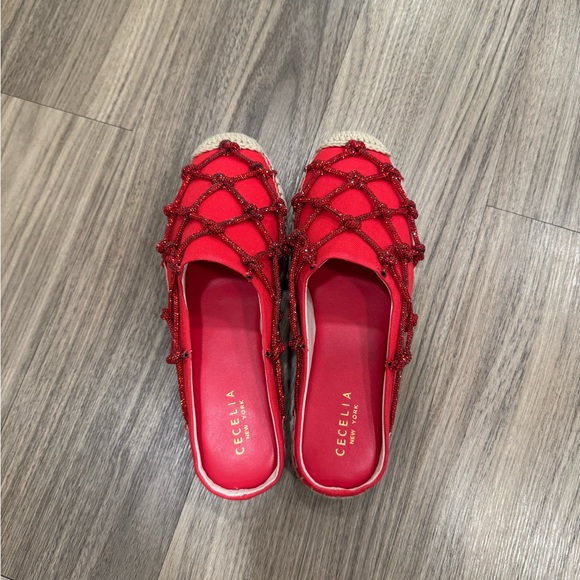 CECELIA NEW YORK Red Flats with Beaded Design - Picture 1 of 5